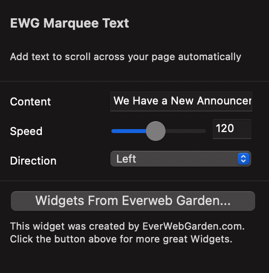 Marquee Text Widget for EverWeb